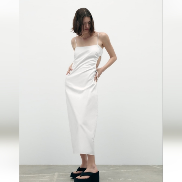 Zara Dresses & Skirts - Zara cut out midi white dress